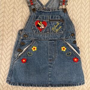 Vintage Disney Minnie Mouse overalls denim jeans dress size 2T